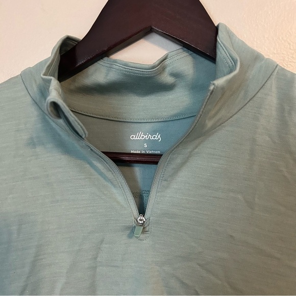 Allbirds Quarter Zip Pullover Natural Run Mid Layer Green Hush Athleisure Casual - Picture 9 of 12